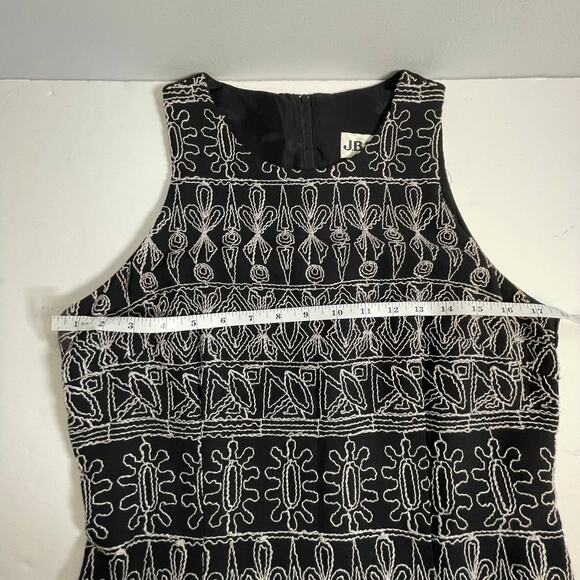 J.B.S Ltd Vintage Embroidered Midi Dress SIZE 10 Boho Zip up Fully Lined Black - Picture 4 of 11